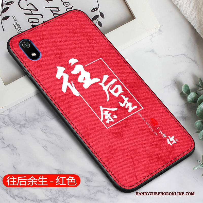 Hülle Redmi 7a Mode Grau Rot, Case Redmi 7a Schutz Anti-sturz Muster