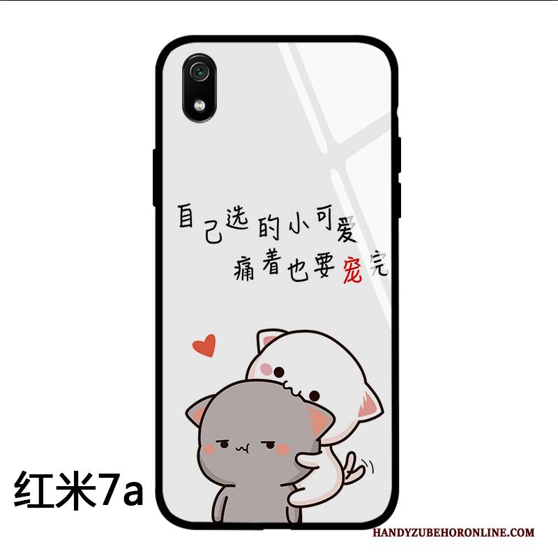 Hülle Redmi 7a Schutz Neu Liebhaber, Case Redmi 7a Karikatur Weiß Einfach