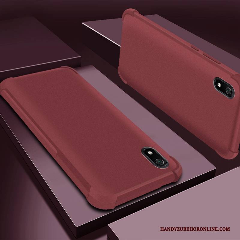 Hülle Redmi 7a Taschen Rot Nubuck, Case Redmi 7a Schutz Handyhüllen Lila