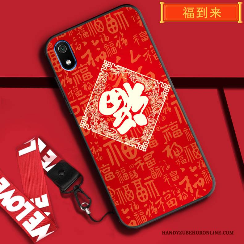 Hülle Redmi 7a Weiche Rot Festlich, Case Redmi 7a Taschen Hängende Verzierungen Handyhüllen