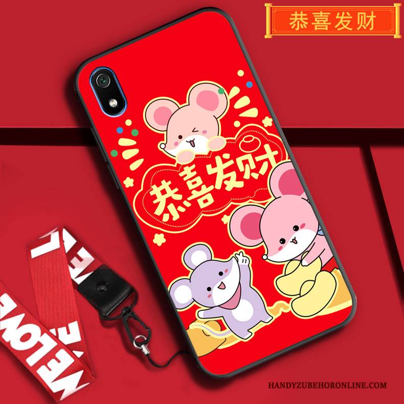 Hülle Redmi 7a Weiche Rot Festlich, Case Redmi 7a Taschen Hängende Verzierungen Handyhüllen