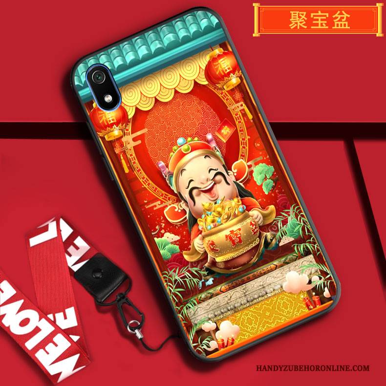 Hülle Redmi 7a Weiche Rot Festlich, Case Redmi 7a Taschen Hängende Verzierungen Handyhüllen