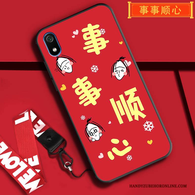 Hülle Redmi 7a Weiche Rot Festlich, Case Redmi 7a Taschen Hängende Verzierungen Handyhüllen