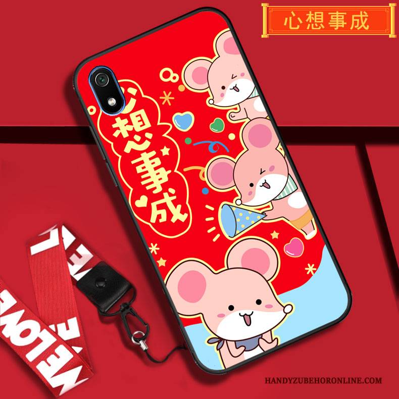 Hülle Redmi 7a Weiche Rot Festlich, Case Redmi 7a Taschen Hängende Verzierungen Handyhüllen