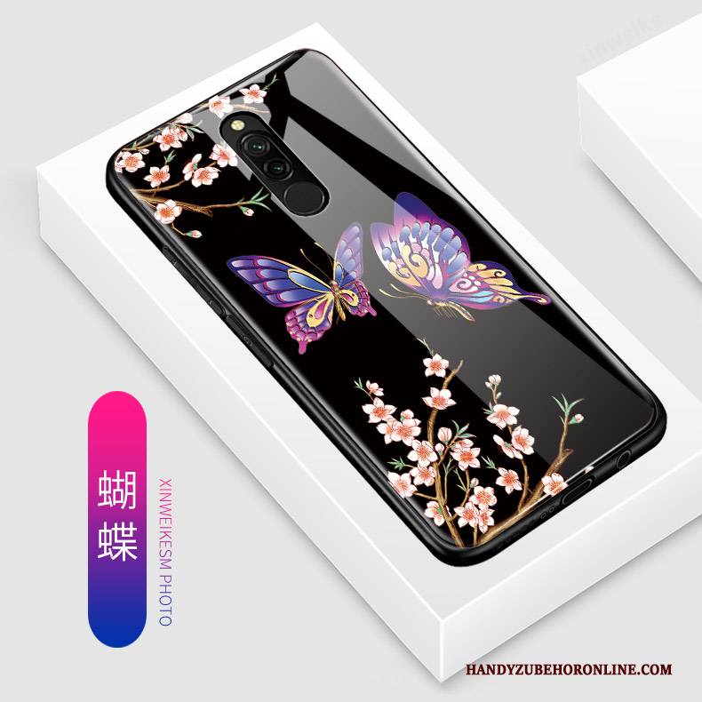 Hülle Redmi 8 Karikatur Glas Nette, Case Redmi 8 Taschen Handyhüllen Blau