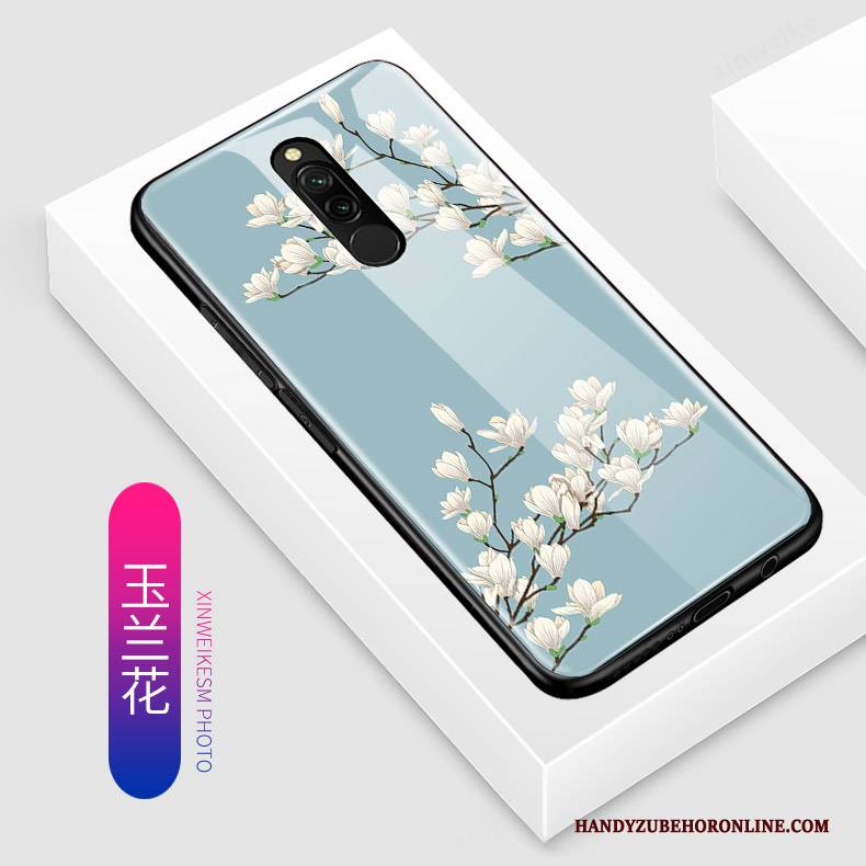 Hülle Redmi 8 Karikatur Glas Nette, Case Redmi 8 Taschen Handyhüllen Blau