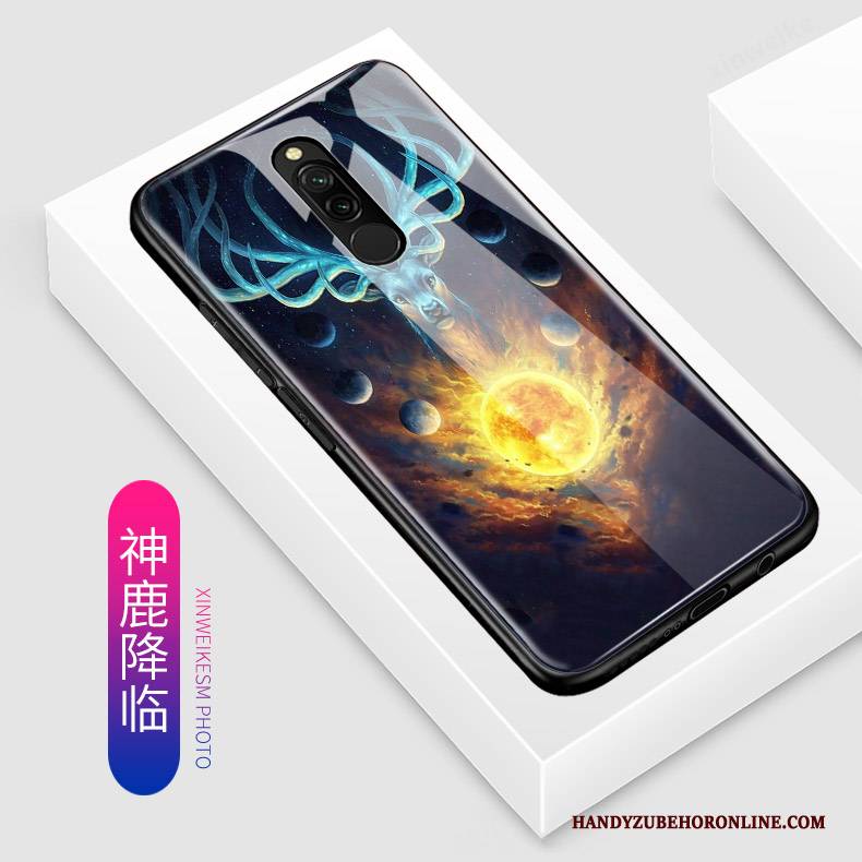 Hülle Redmi 8 Karikatur Glas Nette, Case Redmi 8 Taschen Handyhüllen Blau