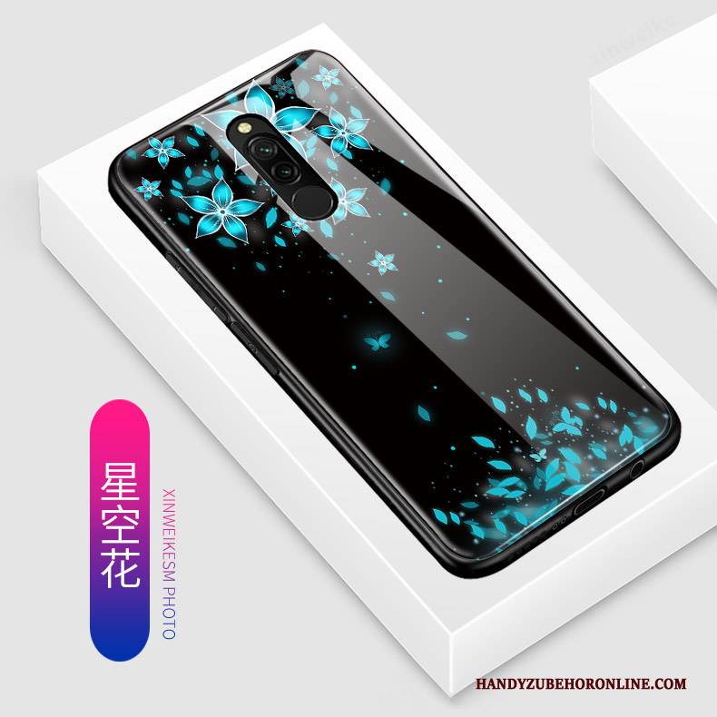 Hülle Redmi 8 Karikatur Glas Nette, Case Redmi 8 Taschen Handyhüllen Blau