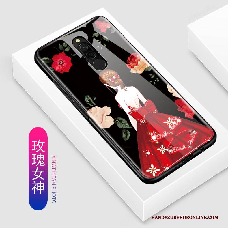 Hülle Redmi 8 Karikatur Glas Nette, Case Redmi 8 Taschen Handyhüllen Blau