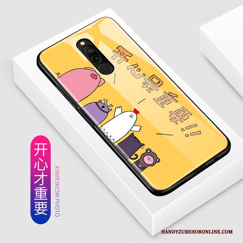 Hülle Redmi 8 Karikatur Glas Nette, Case Redmi 8 Taschen Handyhüllen Blau