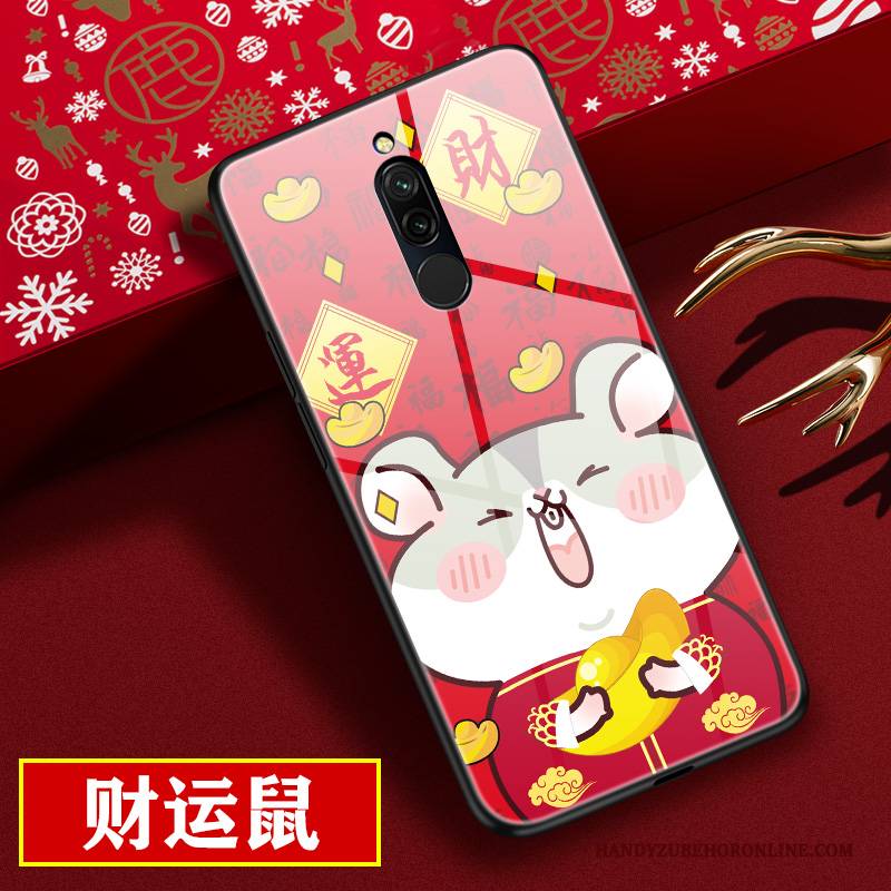 Hülle Redmi 8 Karikatur Glas Persönlichkeit, Case Redmi 8 Schutz Spiegel Nubuck