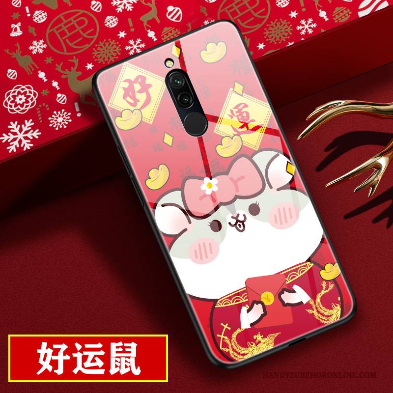 Hülle Redmi 8 Karikatur Glas Persönlichkeit, Case Redmi 8 Schutz Spiegel Nubuck