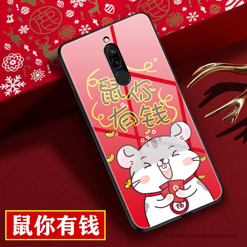 Hülle Redmi 8 Karikatur Glas Persönlichkeit, Case Redmi 8 Schutz Spiegel Nubuck