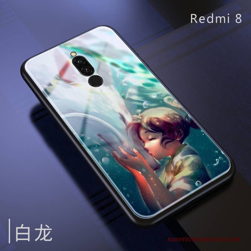 Hülle Redmi 8 Schutz Spiegel Lila, Case Redmi 8 Taschen Handyhüllen Drachen