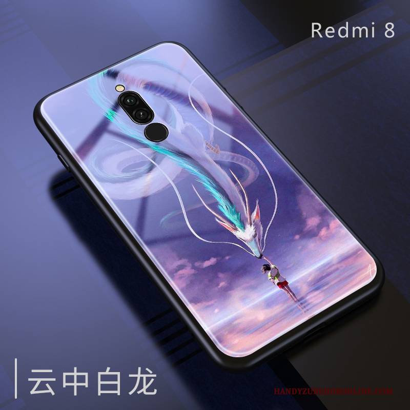 Hülle Redmi 8 Schutz Spiegel Lila, Case Redmi 8 Taschen Handyhüllen Drachen