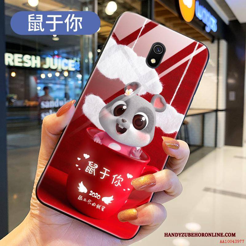 Hülle Redmi 8a Taschen Netto Rot Glas, Case Redmi 8a Karikatur Ratte Schlank