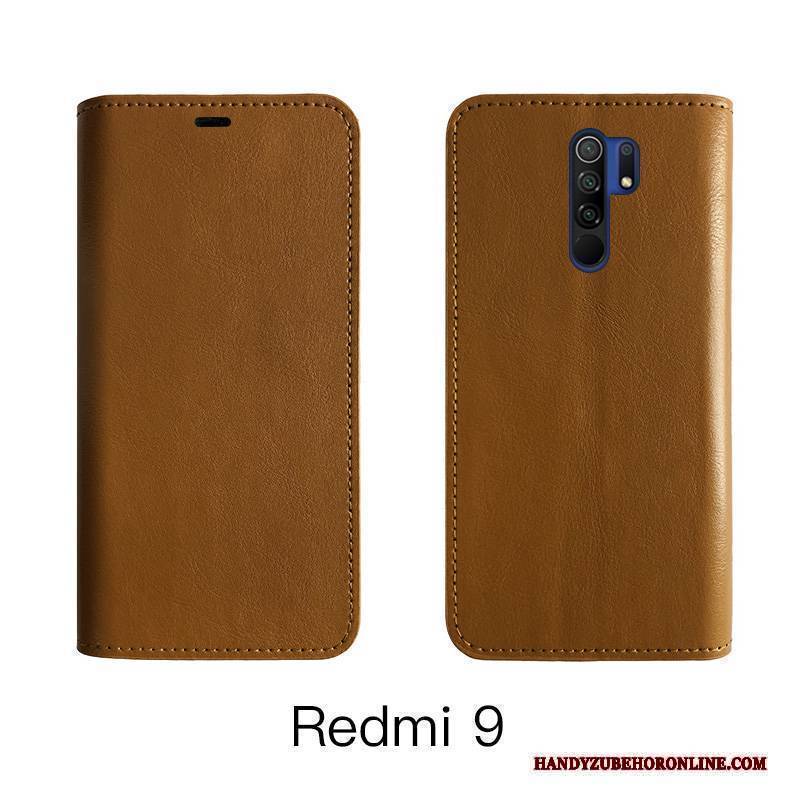 Hülle Redmi 9 Folio Handyhüllen Rot, Case Redmi 9 Schutz Anti-sturz Kuh