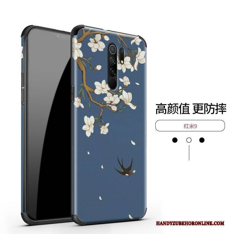 Hülle Redmi 9 Prägung Anti-sturz Muster, Case Redmi 9 Seide Blumen Nubuck