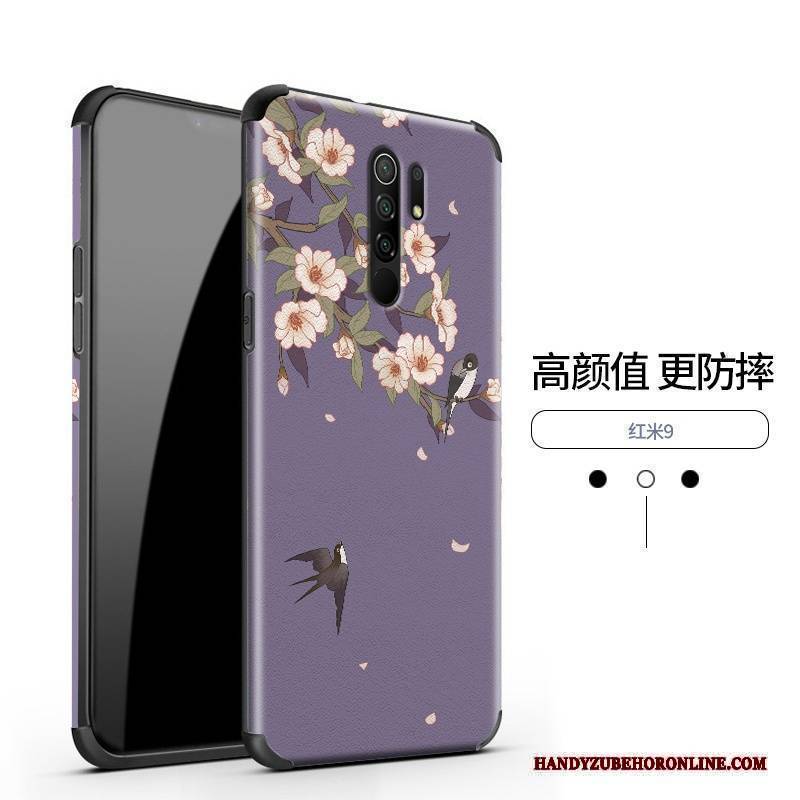 Hülle Redmi 9 Prägung Anti-sturz Muster, Case Redmi 9 Seide Blumen Nubuck