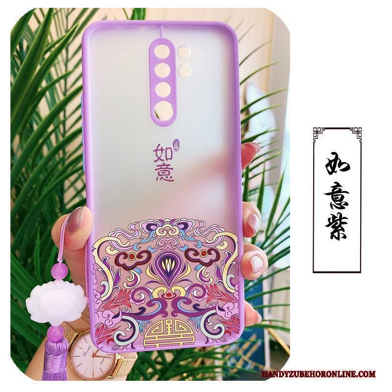 Hülle Redmi 9 Schutz Hängende Verzierungen Chinesische Art, Case Redmi 9 Silikon Lila Ring