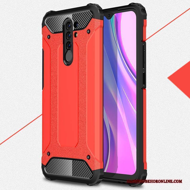 Hülle Redmi 9 Schutz Neu Schwarz, Case Redmi 9 Weiche Rot Schwer