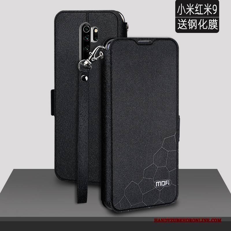 Hülle Redmi 9 Schutz Schlank Mini, Case Redmi 9 Folio Trendmarke Schwarz