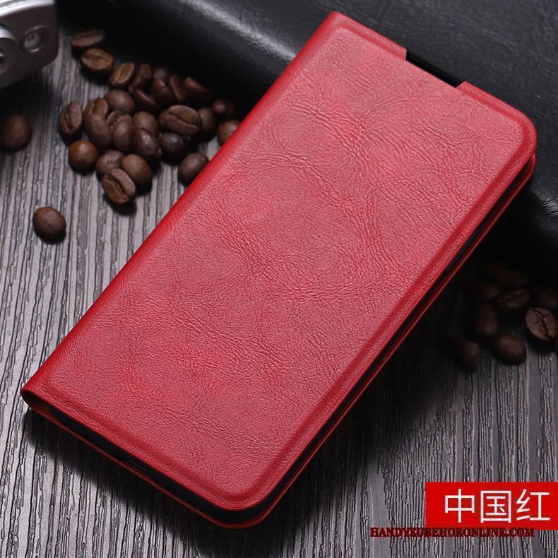 Hülle Redmi 9 Taschen Anti-sturz Neu, Case Redmi 9 Lederhülle Einfach Rot