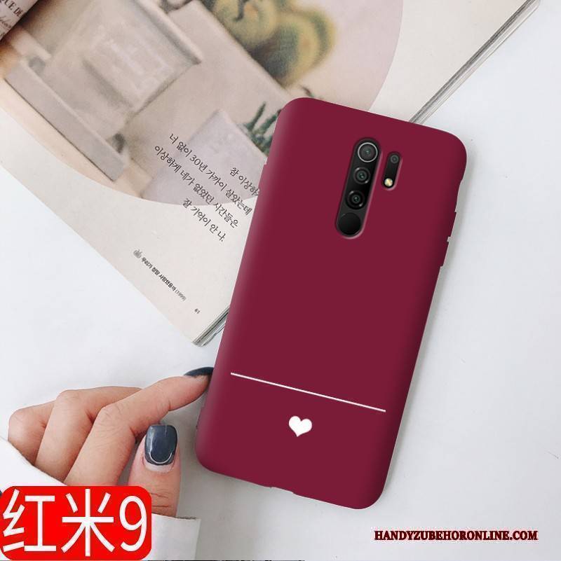 Hülle Redmi 9 Weiche Nubuck Netto Rot, Case Redmi 9 Taschen Neu Weinrot