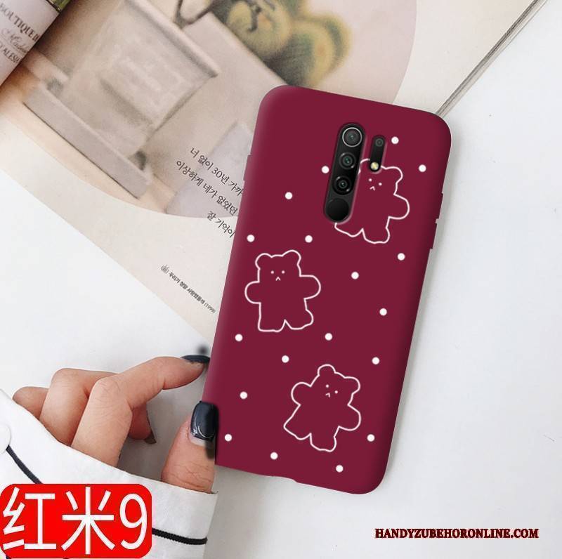 Hülle Redmi 9 Weiche Nubuck Netto Rot, Case Redmi 9 Taschen Neu Weinrot