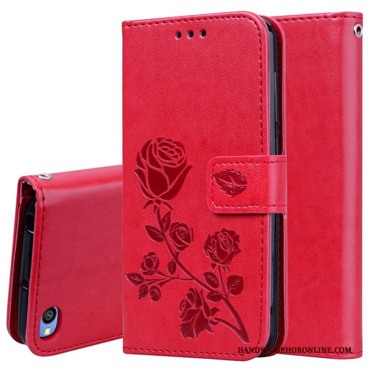 Hülle Redmi Go Lederhülle Rot Rosa, Case Redmi Go Silikon Mini Anti-sturz