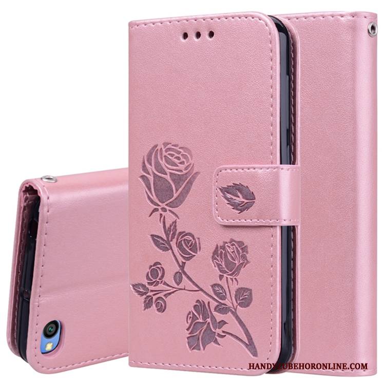 Hülle Redmi Go Lederhülle Rot Rosa, Case Redmi Go Silikon Mini Anti-sturz