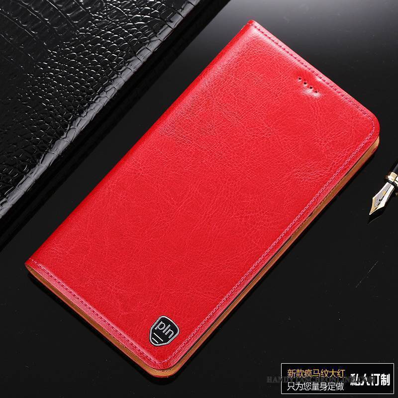 Hülle Redmi Note 4x Leder Anti-sturz Mini, Case Redmi Note 4x Schutz Rot Handyhüllen