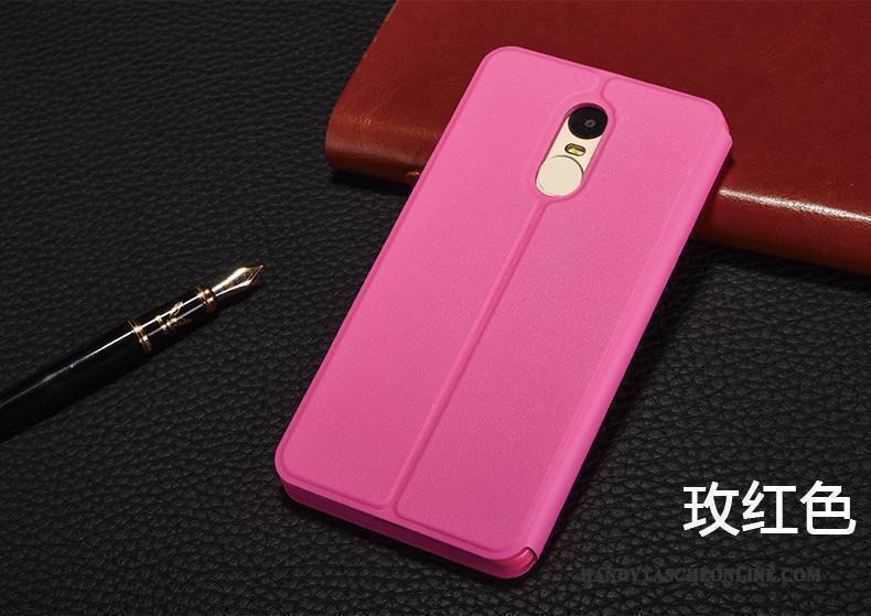 Hülle Redmi Note 4x Lederhülle Mini Rot, Case Redmi Note 4x Folio Handyhüllen Anti-sturz