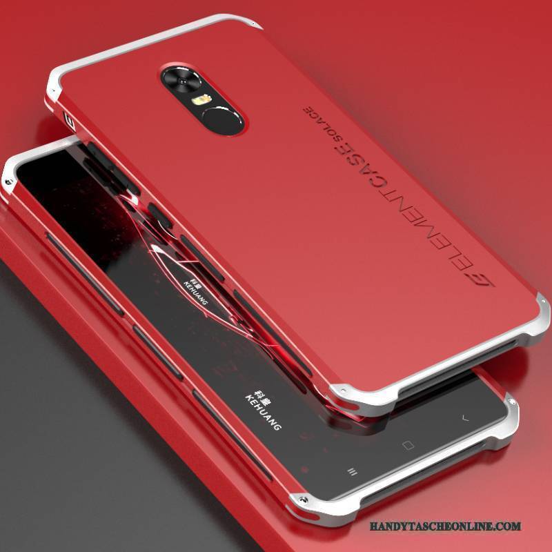 Hülle Redmi Note 4x Schutz Grenze Rot, Case Redmi Note 4x Metall Handyhüllen Schwer