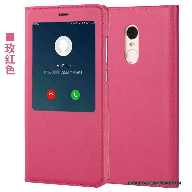 Hülle Redmi Note 4x Taschen Rot Mini, Case Redmi Note 4x Lederhülle Anti-sturz Handyhüllen