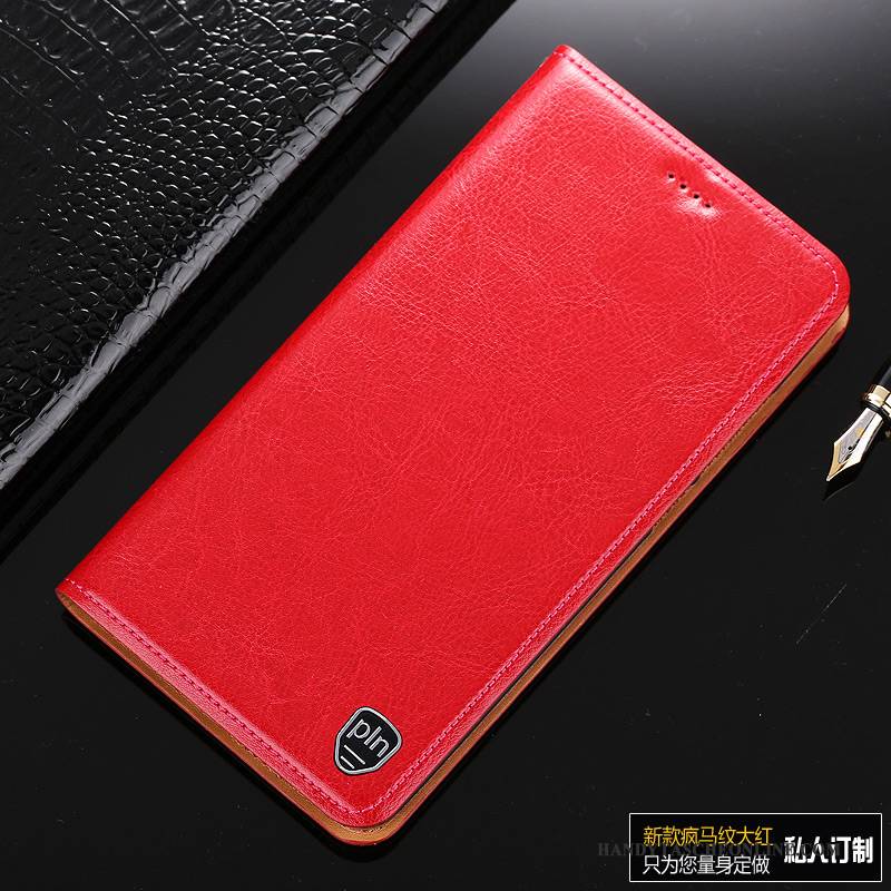 Hülle Redmi Note 5 Leder Braun Rot, Case Redmi Note 5 Schutz