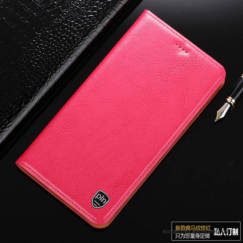 Hülle Redmi Note 5 Leder Braun Rot, Case Redmi Note 5 Schutz