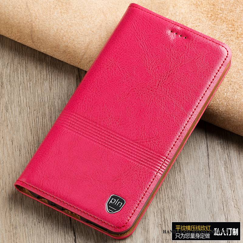 Hülle Redmi Note 5 Leder Rot Handyhüllen, Case Redmi Note 5 Lederhülle