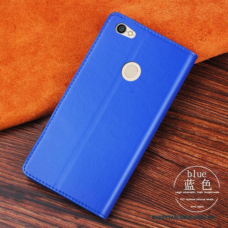 Hülle Redmi Note 5a Lederhülle Handyhüllen Blau, Case Redmi Note 5a Taschen Anti-sturz Rot