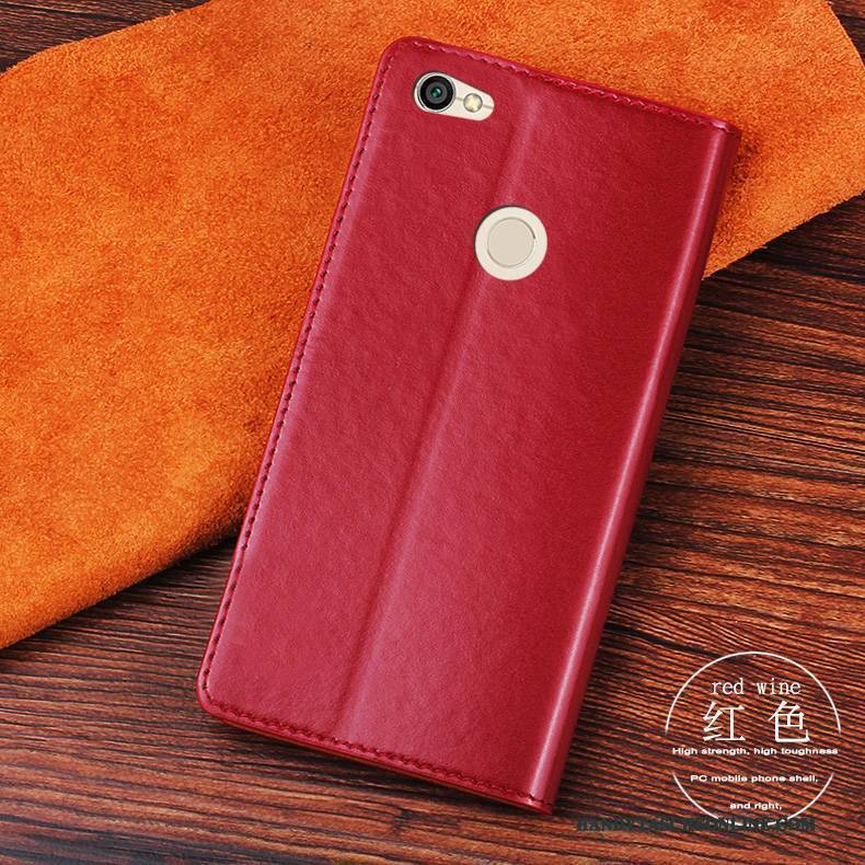 Hülle Redmi Note 5a Lederhülle Handyhüllen Blau, Case Redmi Note 5a Taschen Anti-sturz Rot