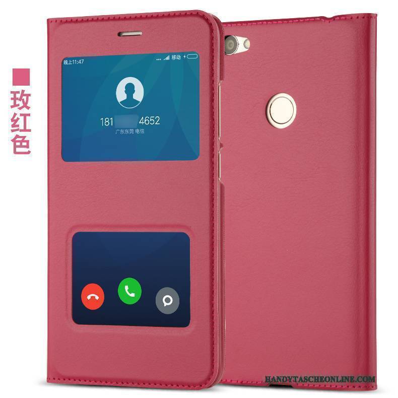 Hülle Redmi Note 5a Schutz Handyhüllen Rot, Case Redmi Note 5a Lederhülle Anti-sturz Rosa