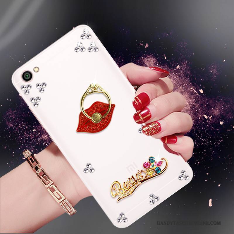 Hülle Redmi Note 5a Strass Weiß Rot, Case Redmi Note 5a Weiche Mini Handyhüllen