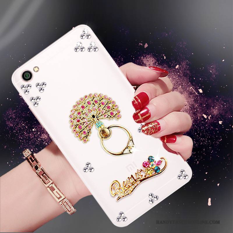 Hülle Redmi Note 5a Strass Weiß Rot, Case Redmi Note 5a Weiche Mini Handyhüllen