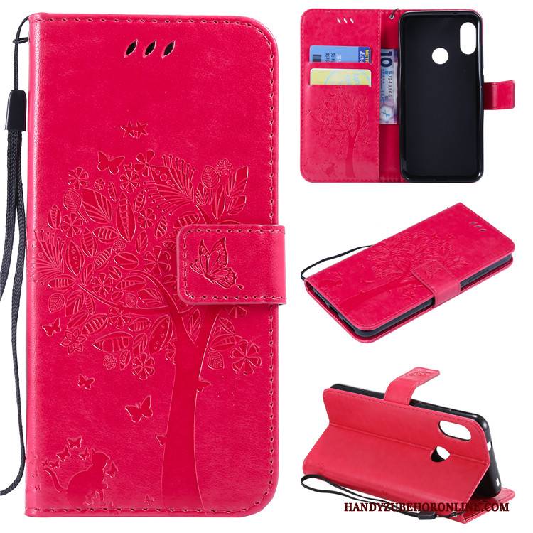 Hülle Redmi Note 6 Pro Lederhülle Rosa Handyhüllen, Case Redmi Note 6 Pro Silikon Mini Anti-sturz