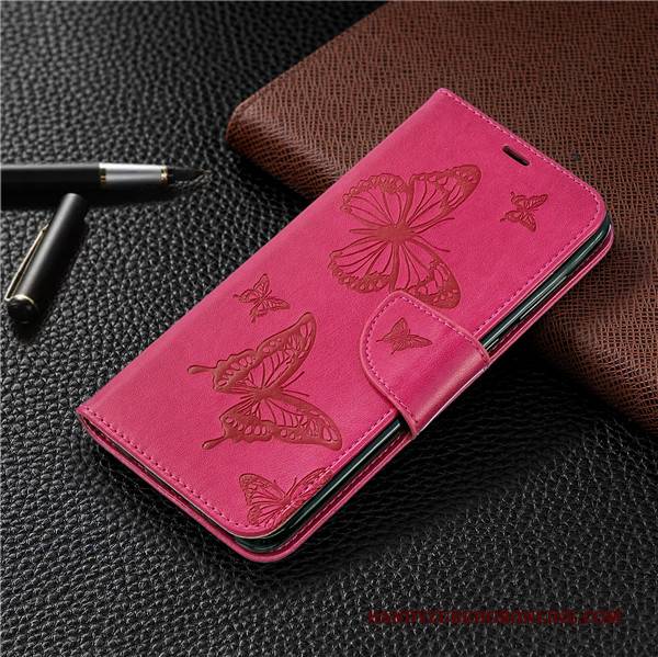 Hülle Redmi Note 6 Pro Luxus Trend Schmetterling, Case Redmi Note 6 Pro Lederhülle Grün Rot