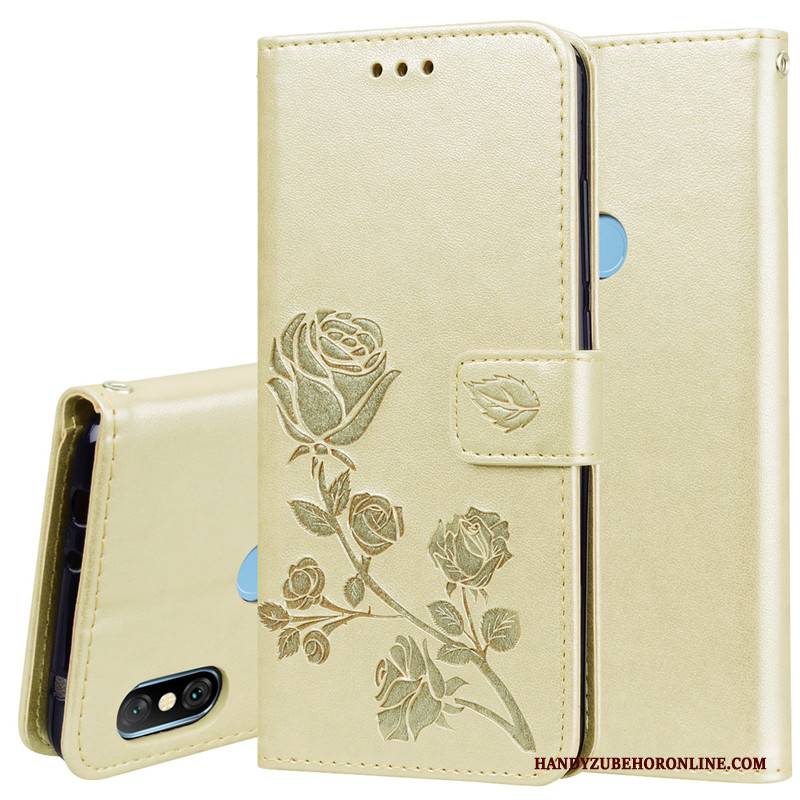 Hülle Redmi Note 6 Pro Taschen Blumen Anti-sturz, Case Redmi Note 6 Pro Folio Handyhüllen Rot