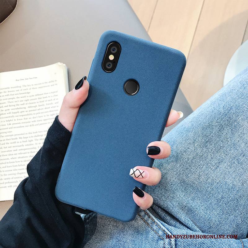 Hülle Redmi Note 6 Pro Taschen Trendmarke Hintere Abdeckung, Case Redmi Note 6 Pro Weiche Nubuck Blau