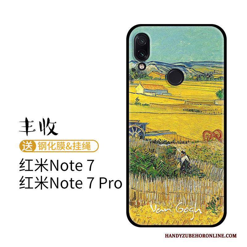 Hülle Redmi Note 7 Karikatur Hoch Nubuck, Case Redmi Note 7 Prägung Ölgemälde Rot