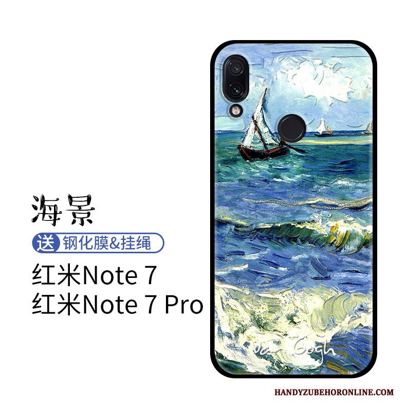 Hülle Redmi Note 7 Karikatur Hoch Nubuck, Case Redmi Note 7 Prägung Ölgemälde Rot