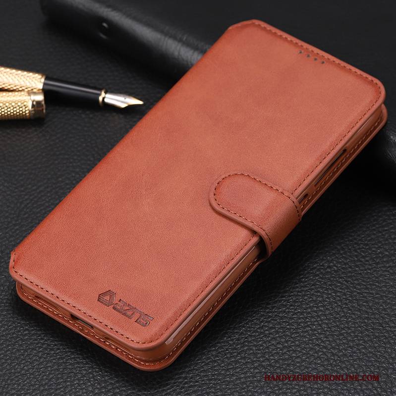 Hülle Redmi Note 7 Lederhülle Business Rot, Case Redmi Note 7 Taschen Elegant Handyhüllen